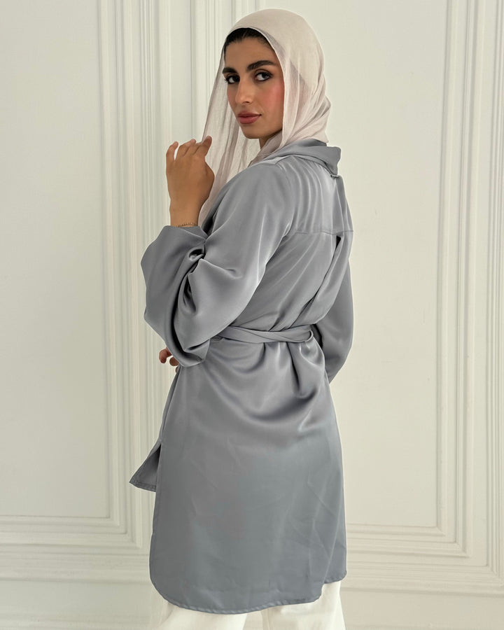 Shall satin shirt - Garish blue