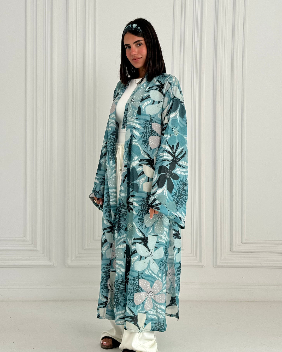 Organza chiffon Long Kimono -Blue
