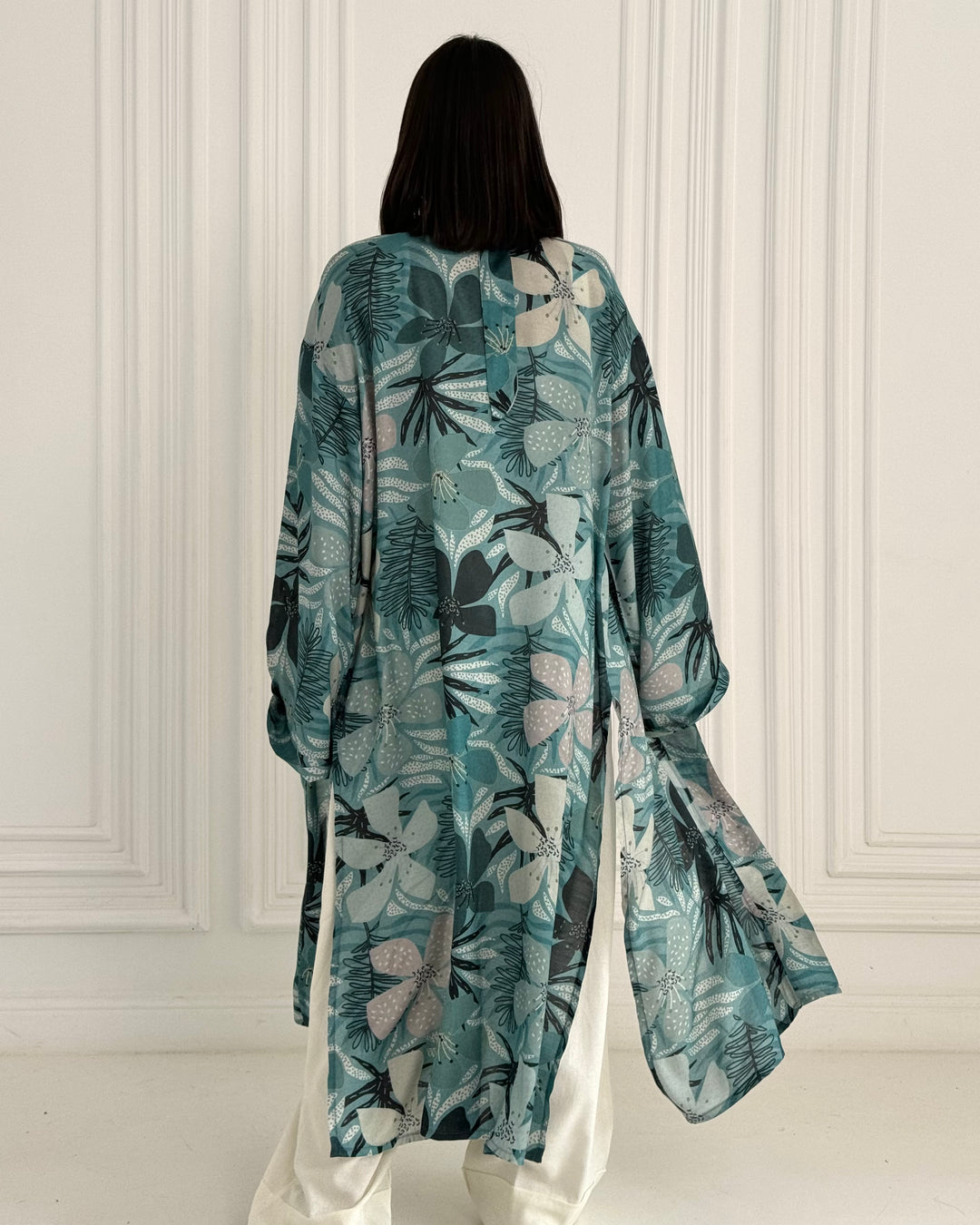Organza chiffon Long Kimono -Blue