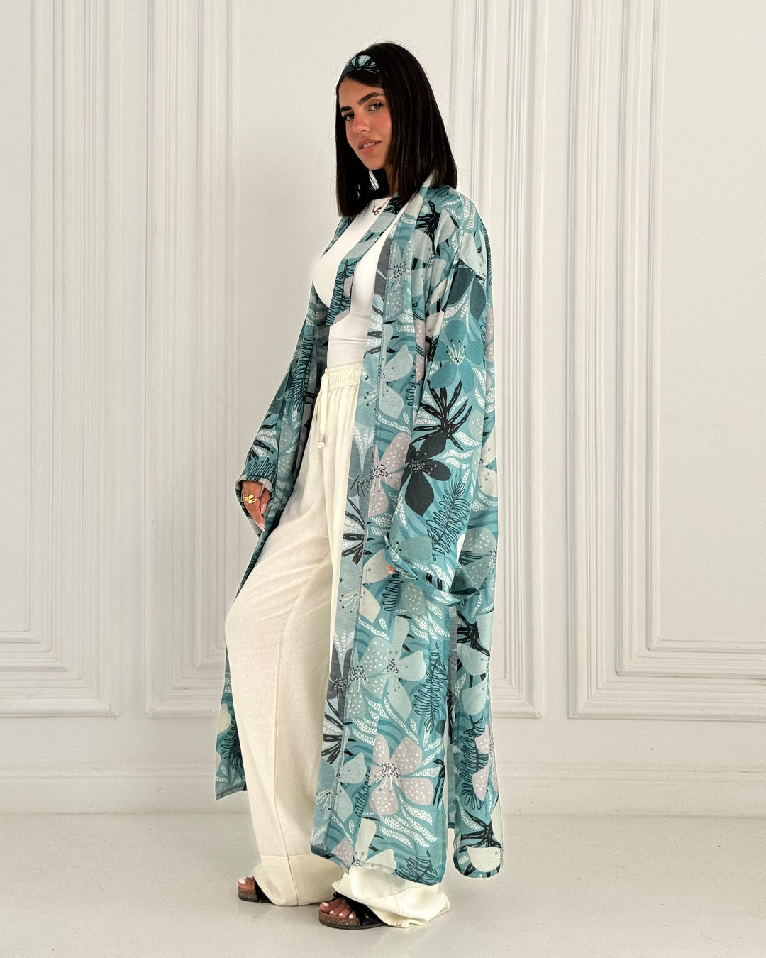 Organza chiffon Long Kimono -Blue