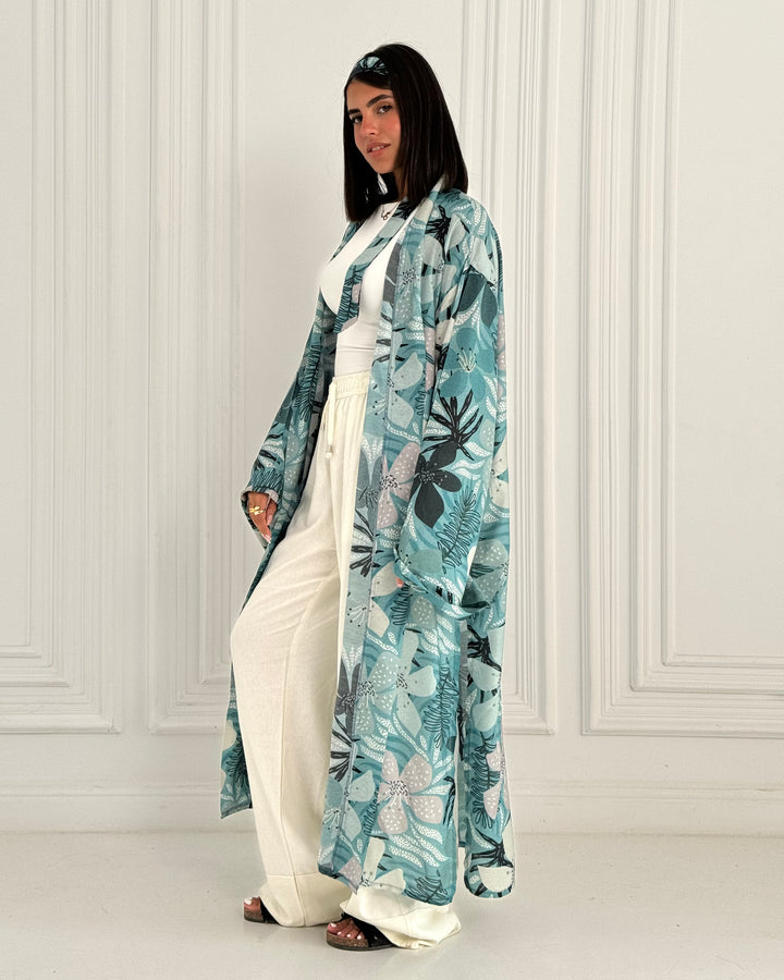 Organza chiffon Long Kimono -Blue