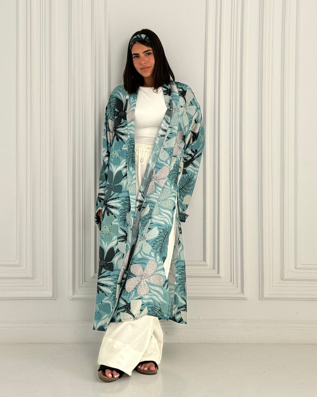 Organza chiffon Long Kimono -Blue