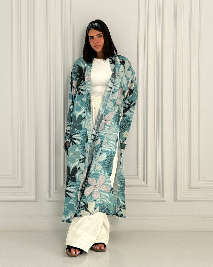 Organza chiffon Long Kimono -Blue