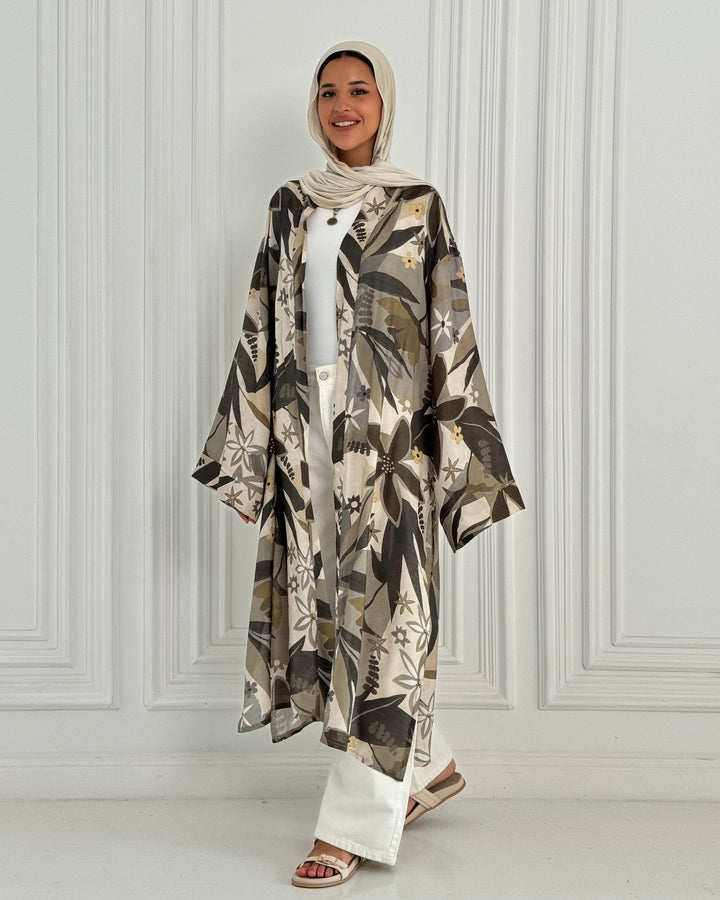 Organza chiffon Long Kimono -Olive