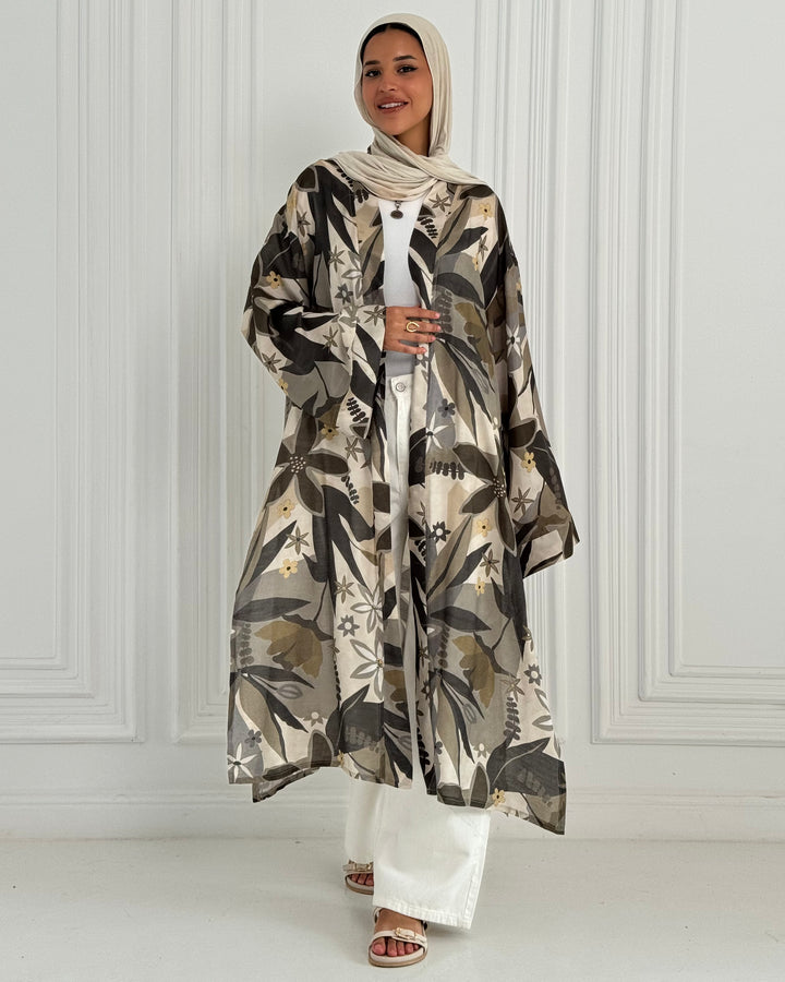 Organza chiffon Long Kimono -Olive