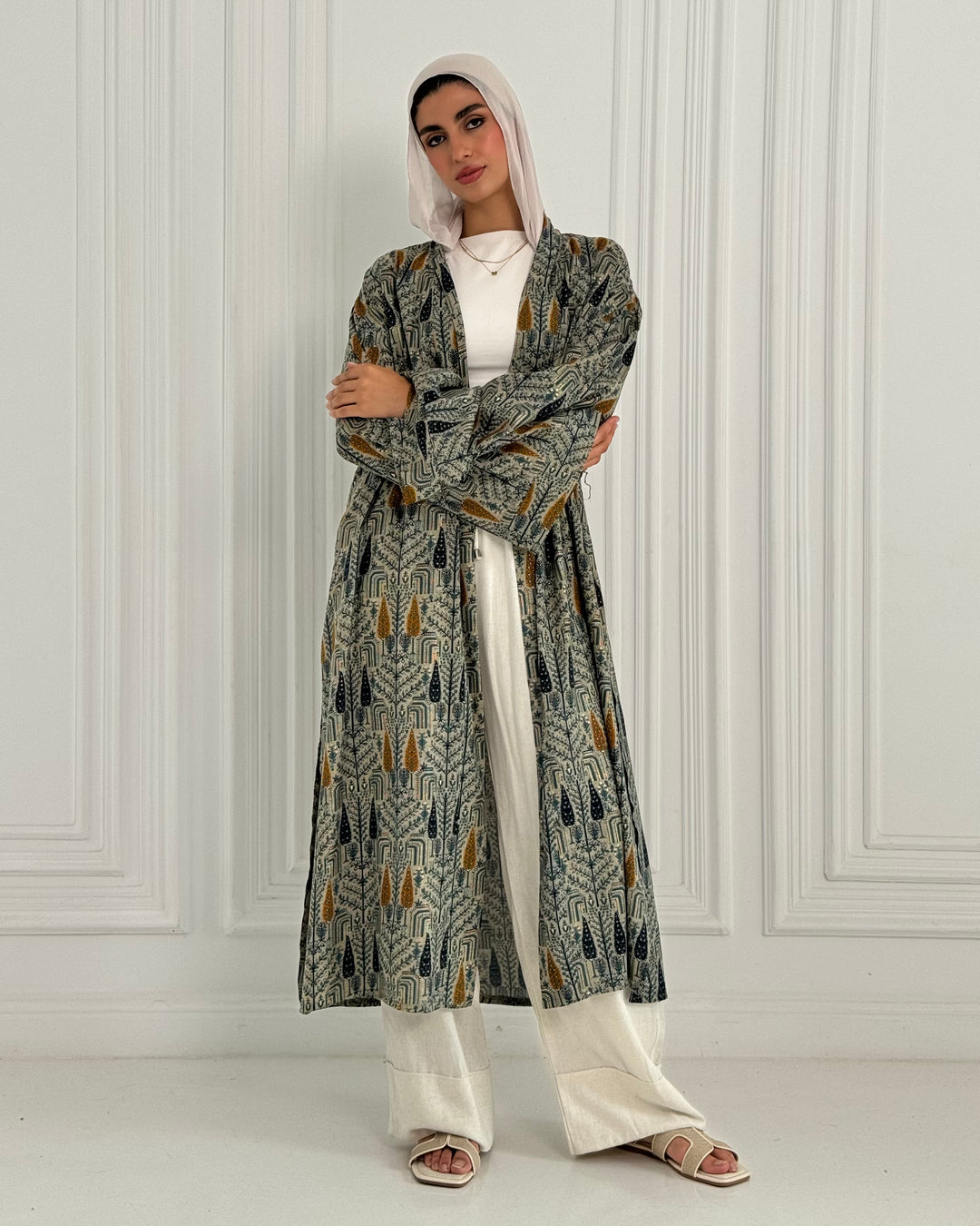 Linen Long Kimono -Orange