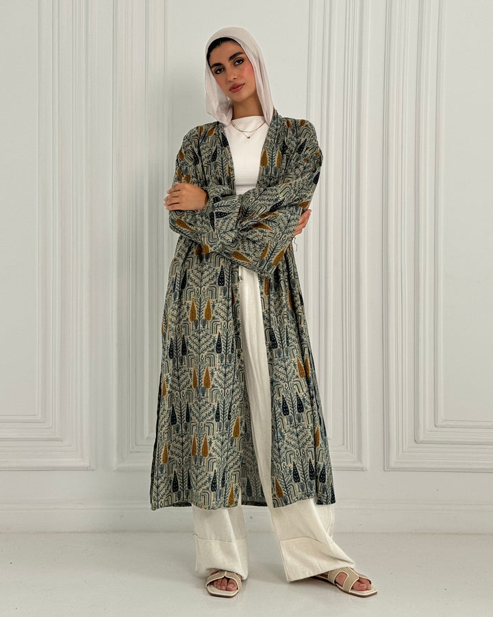 Linen Long Kimono -Orange