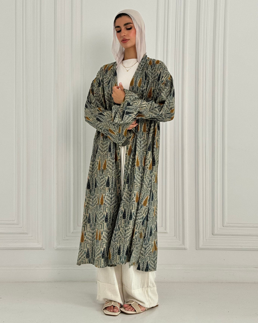 Linen Long Kimono -Orange