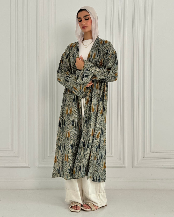 Linen Long Kimono -Orange