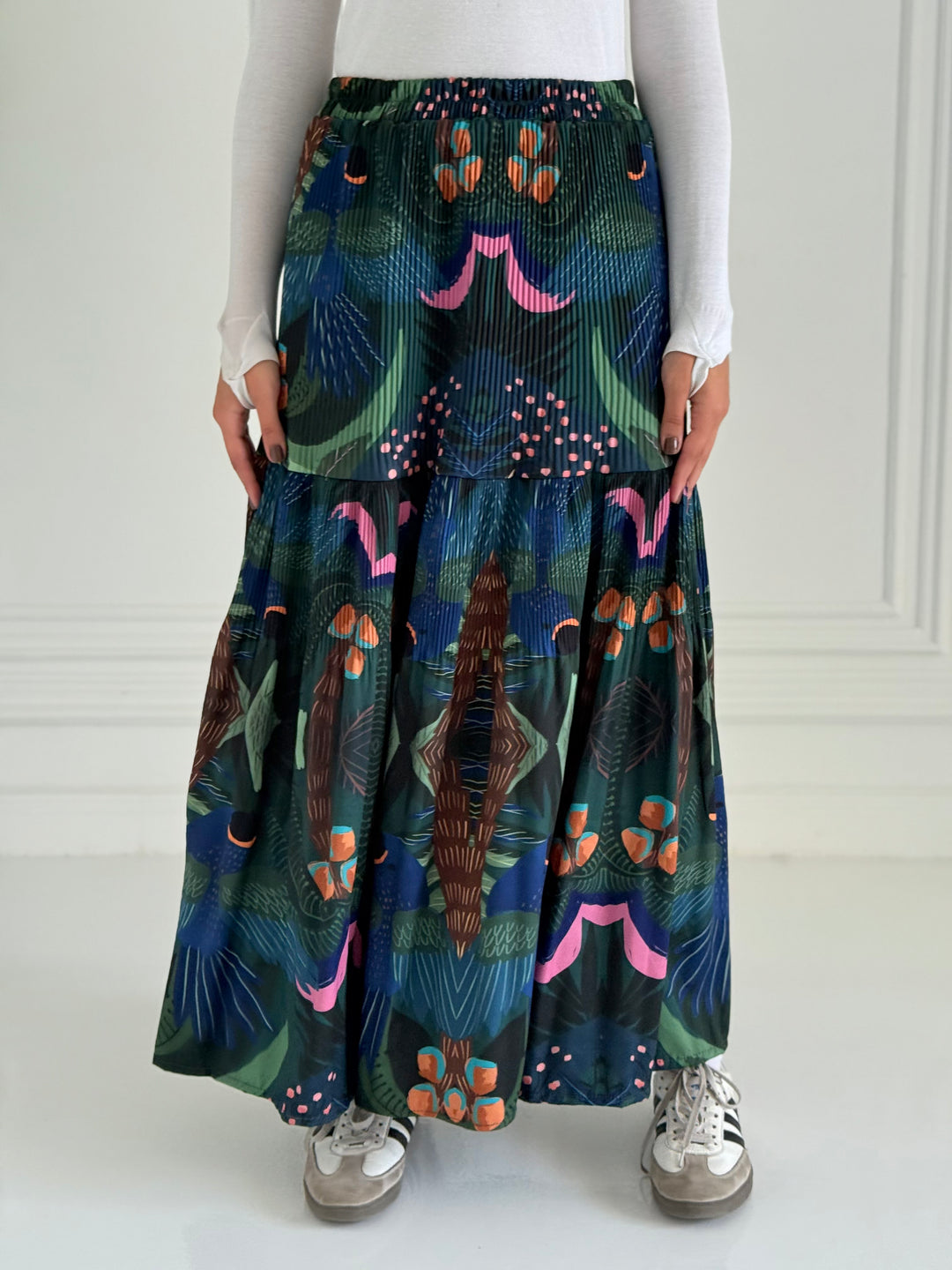 Printted pillise skirt- Blue