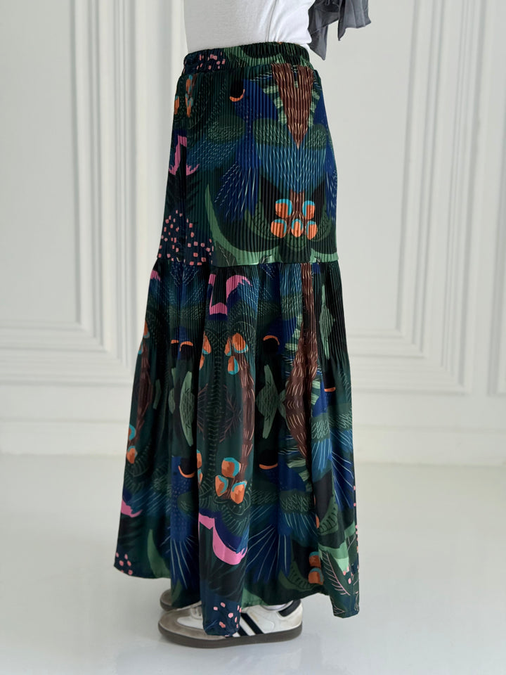 Printted pillise skirt- Blue