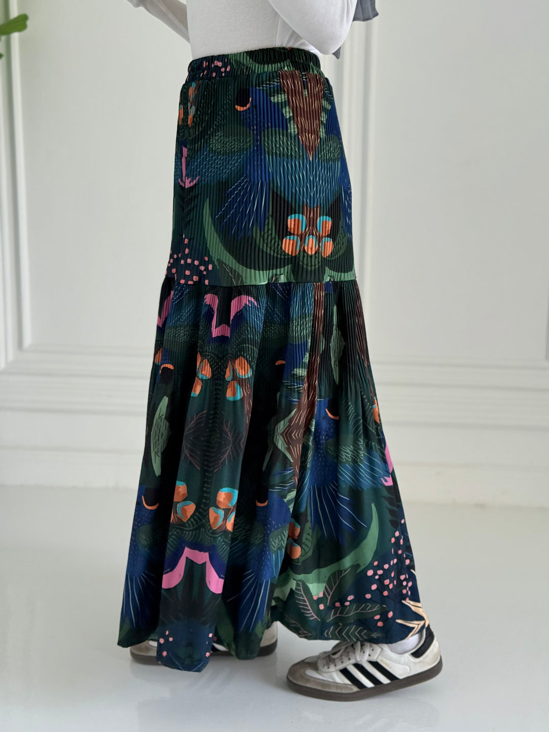 Printted pillise skirt- Blue