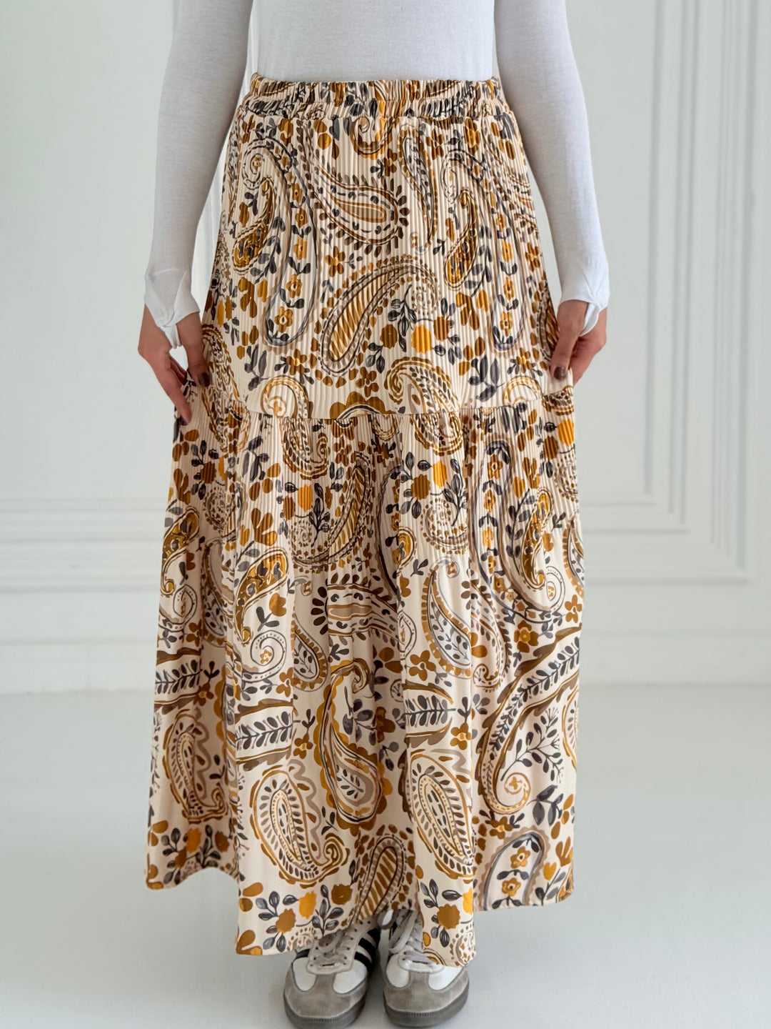 Printted pillise skirt- Green