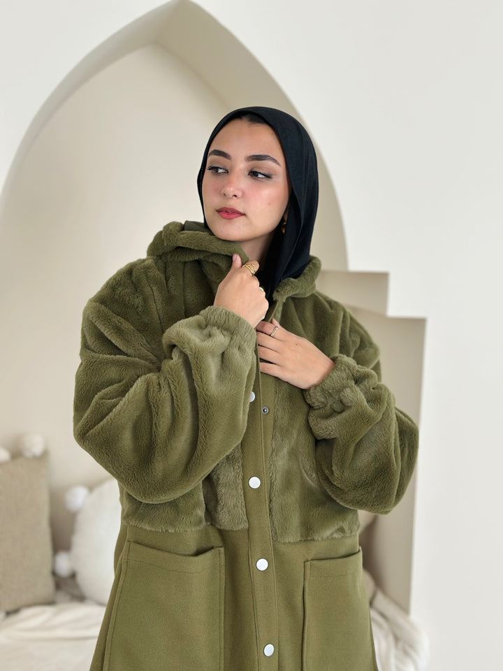 furr vs wool jacket- olive