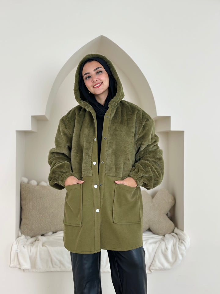 furr vs wool jacket- olive