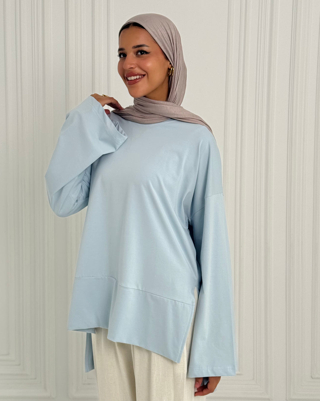 Basic cotton shirt -Baby Blue