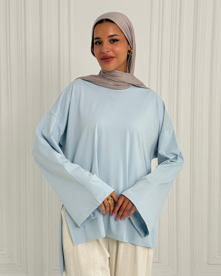 Basic cotton shirt -Baby Blue
