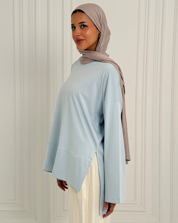 Basic cotton shirt -Baby Blue