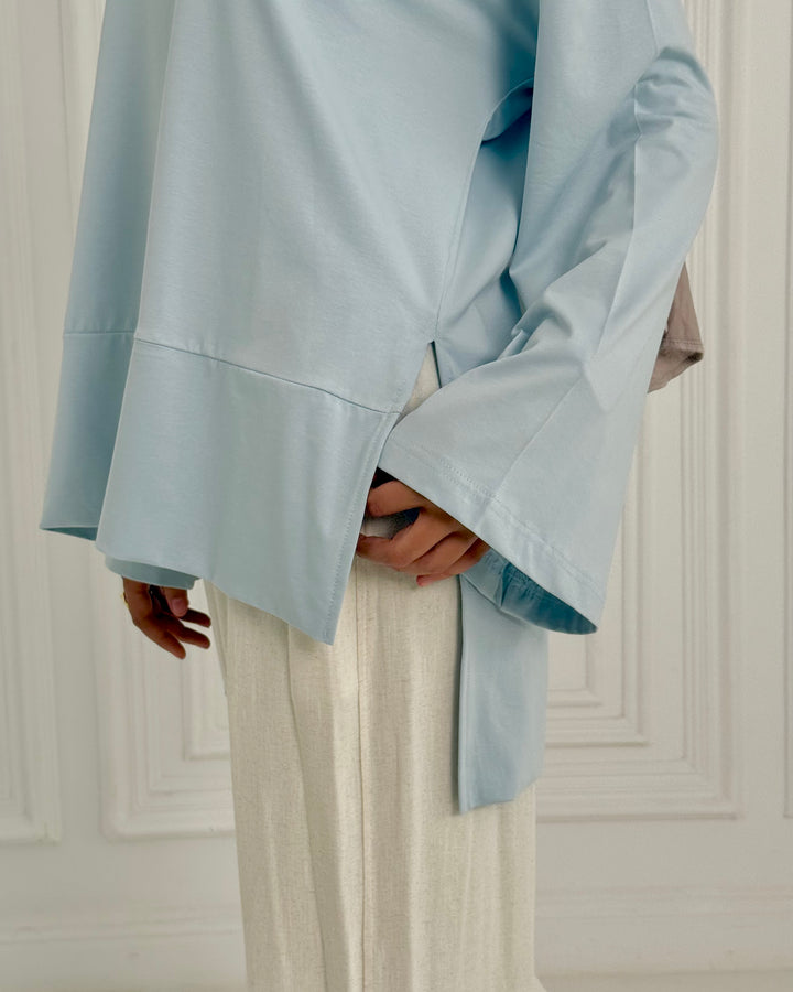 Basic cotton shirt -Baby Blue