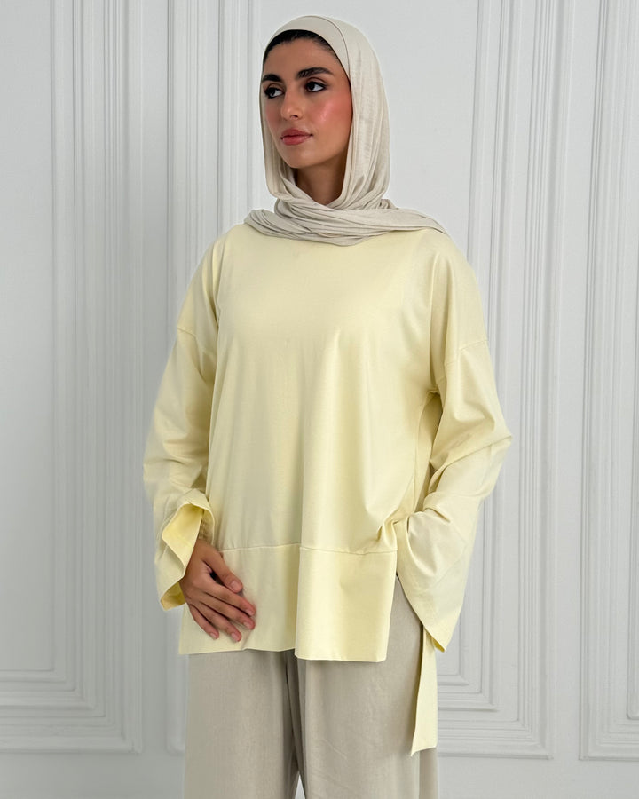 Basic cotton shirt -Butter Yellow