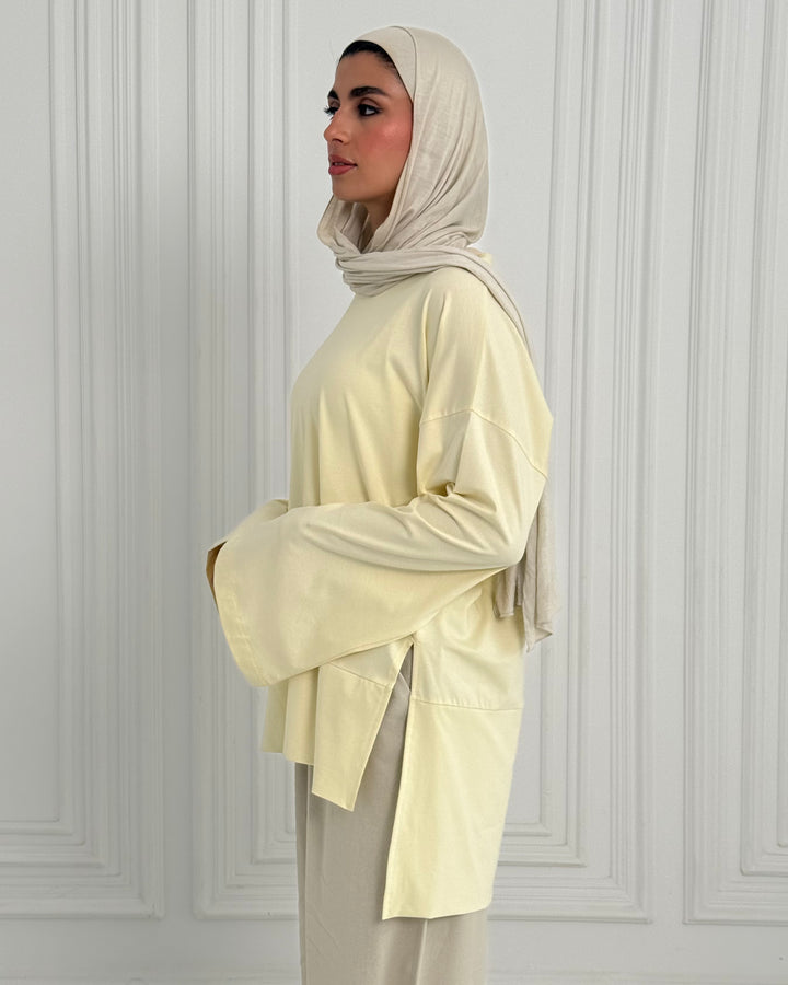 Basic cotton shirt -Butter Yellow