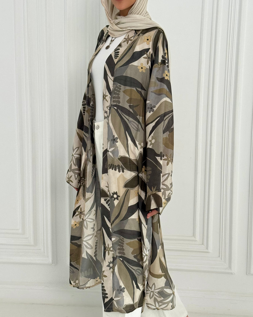 Organza chiffon Long Kimono -Olive