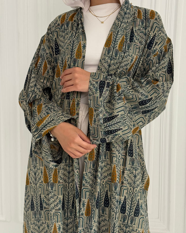 Linen Long Kimono -Orange