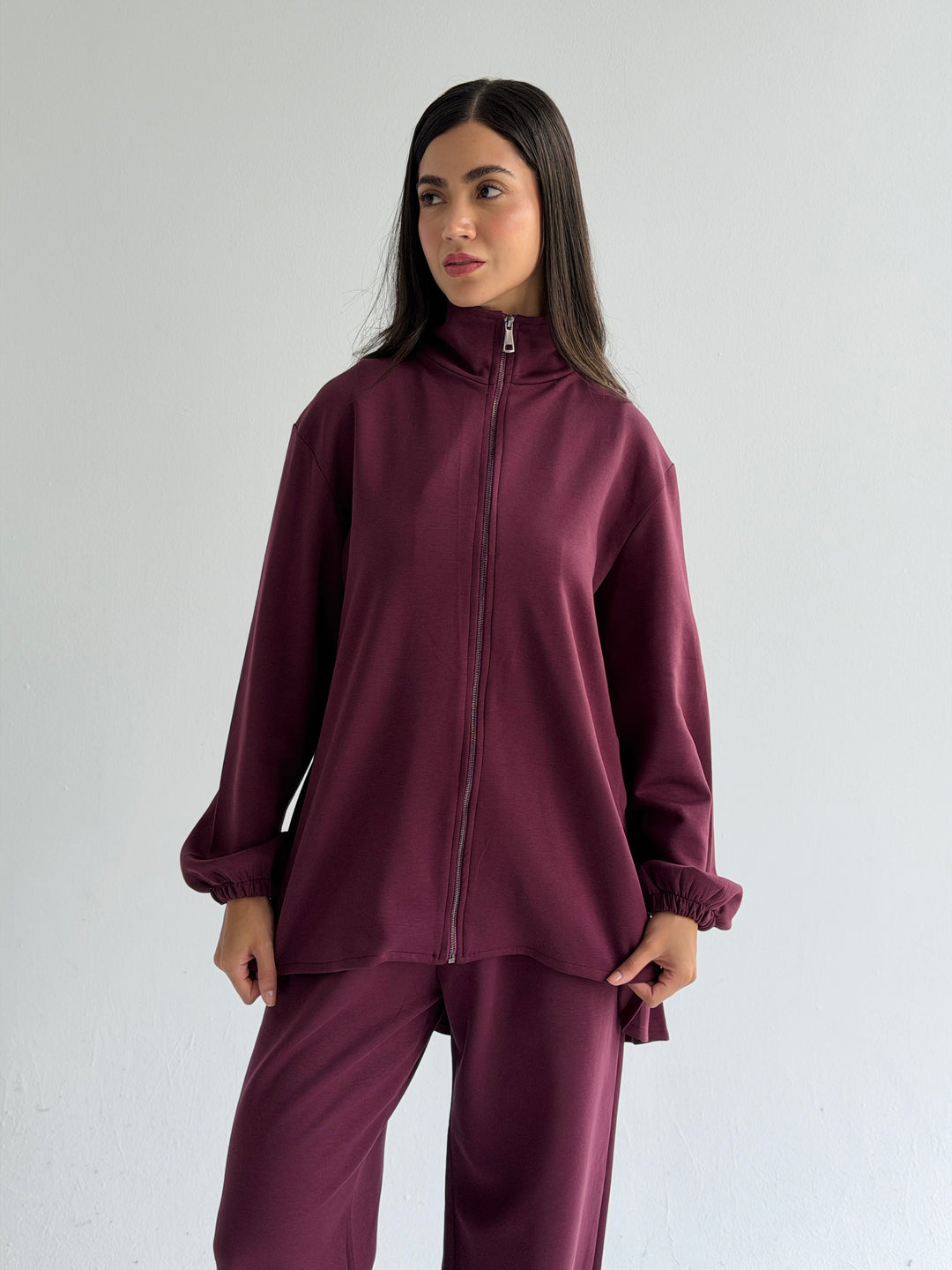 Pleated back set -burgundy