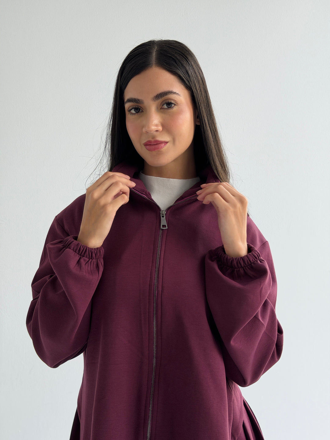 Pleated back set -burgundy