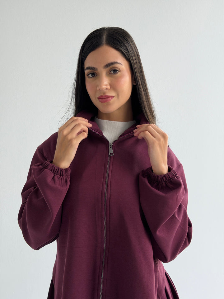 Pleated back set -burgundy