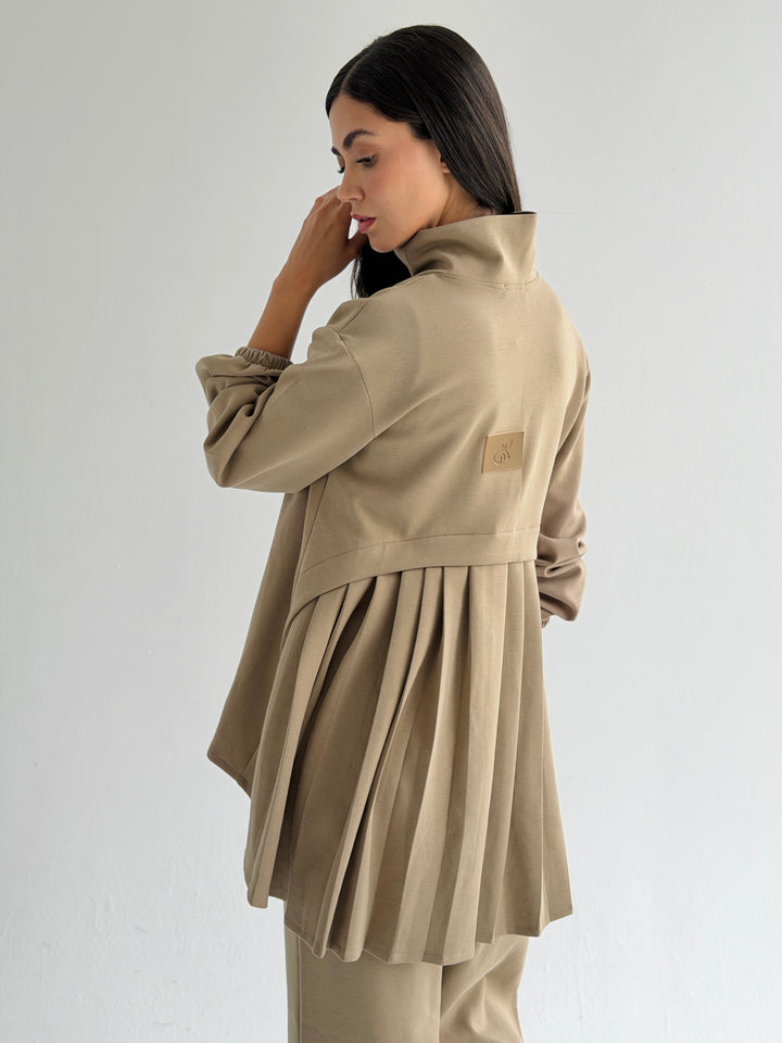 Pleated back set - beije