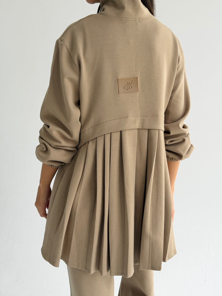 Pleated back set - beije