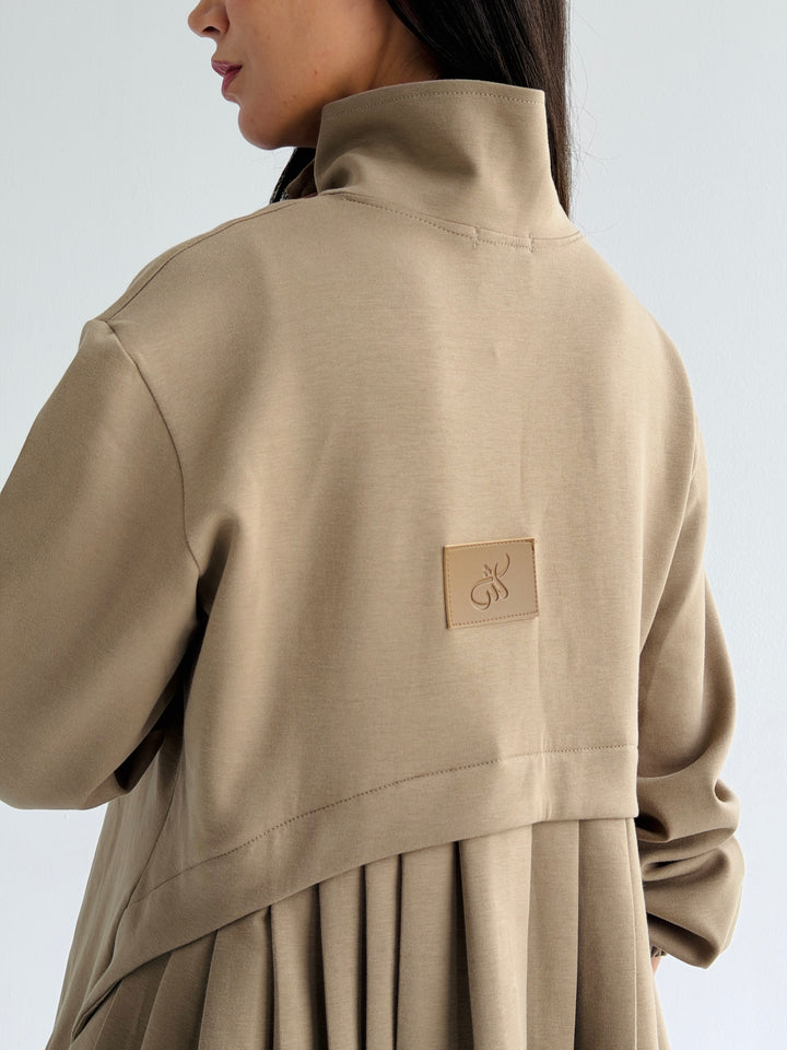 Pleated back set - beije