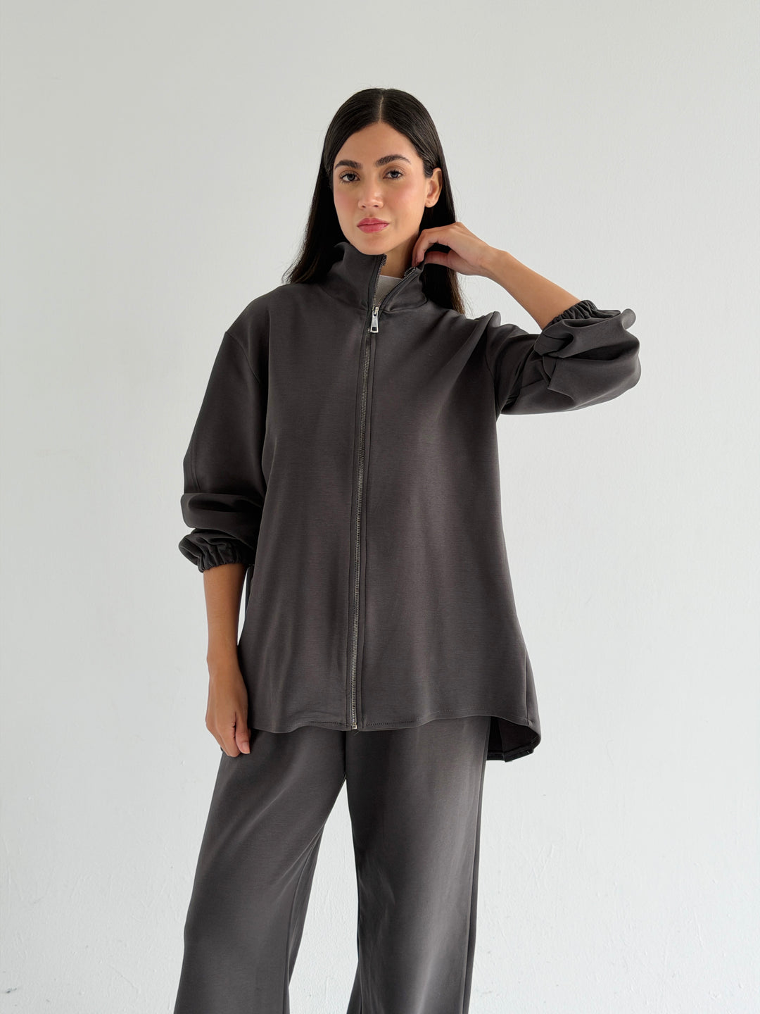 Pleated back set -gray