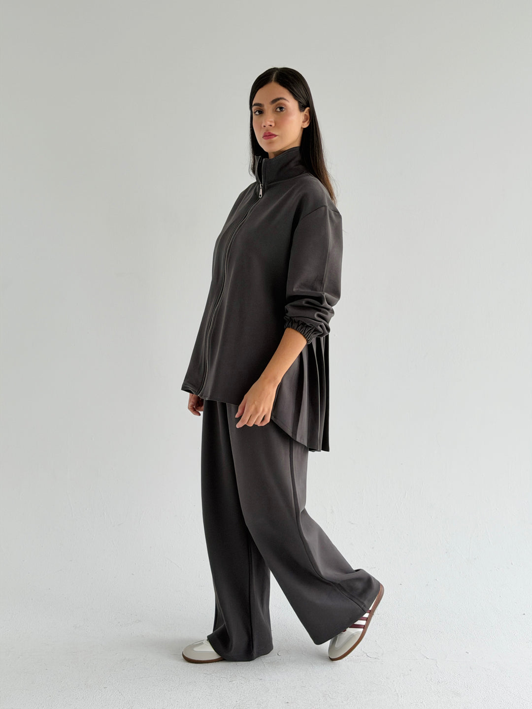 Pleated back set -gray