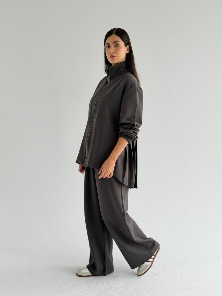 Pleated back set -gray