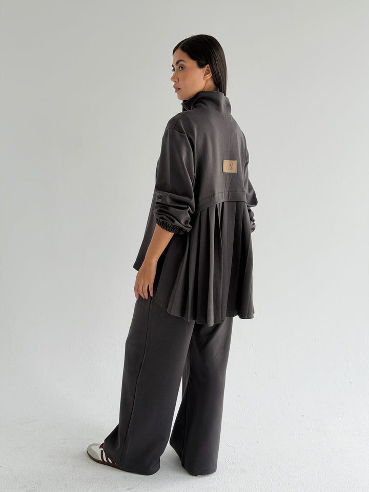 Pleated back set -gray