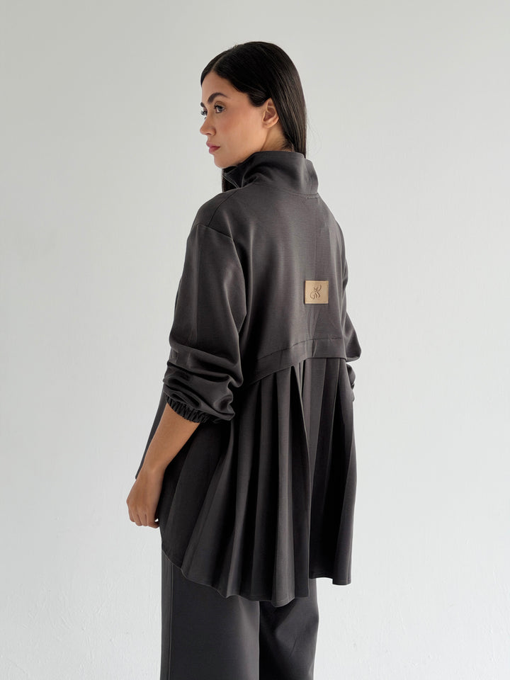 Pleated back set -gray