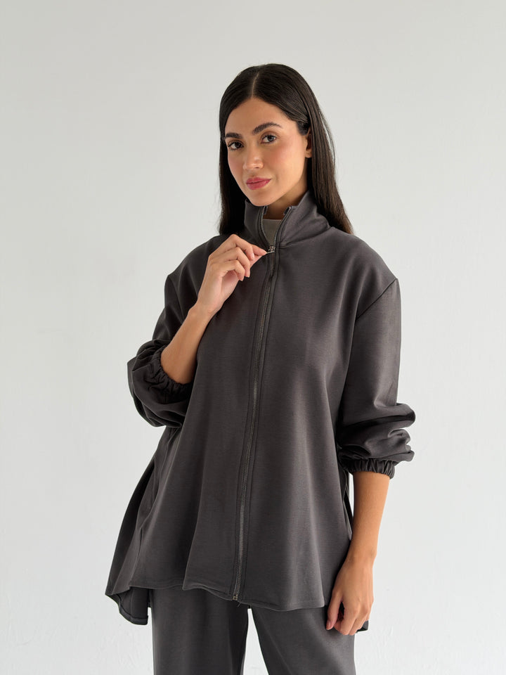 Pleated back set -gray