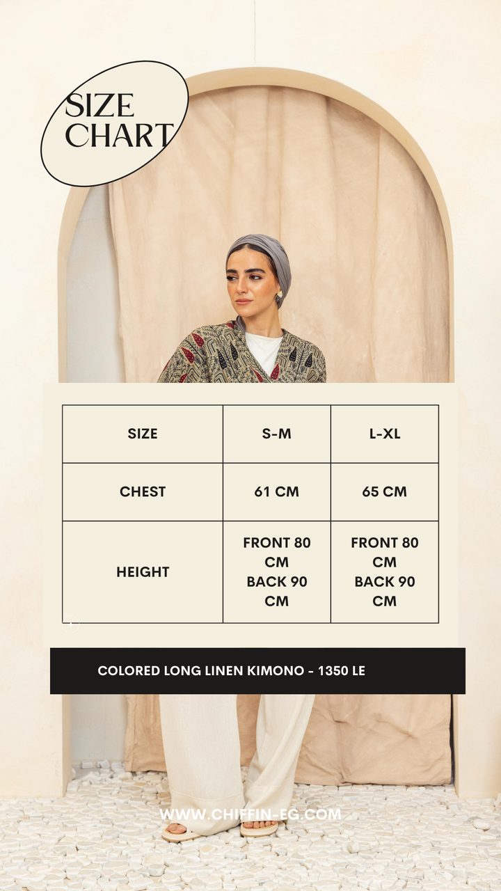 Colored long linen kimono -orange