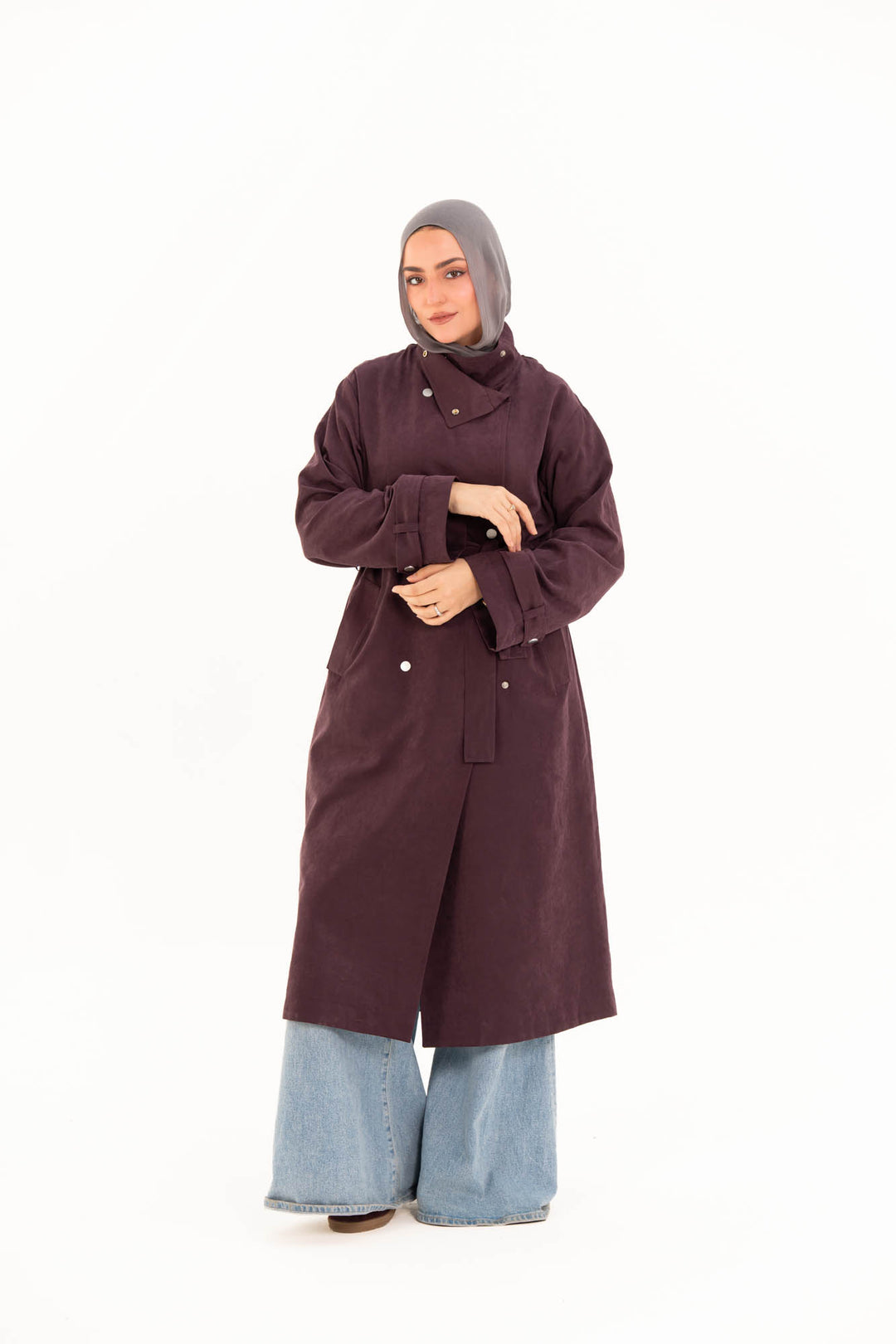 Aria Trench Coat - Burgundy