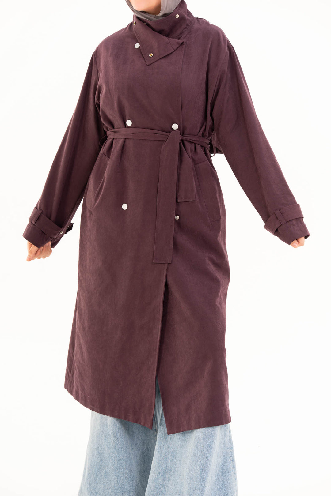 Aria Trench Coat - Burgundy