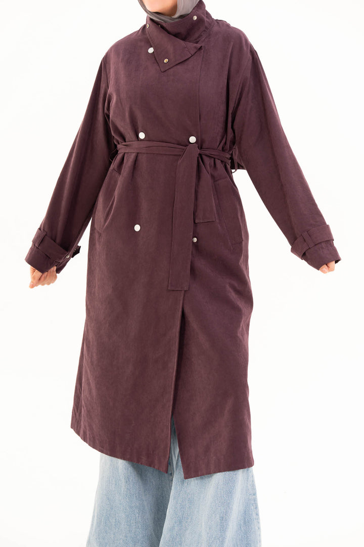 Aria Trench Coat - Burgundy