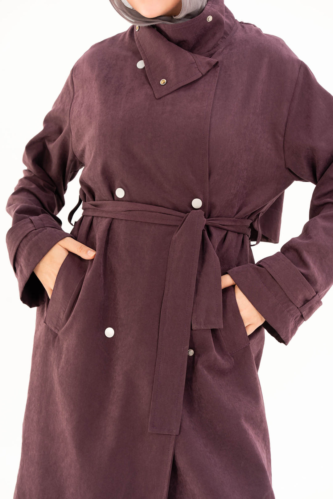 Aria Trench Coat - Burgundy