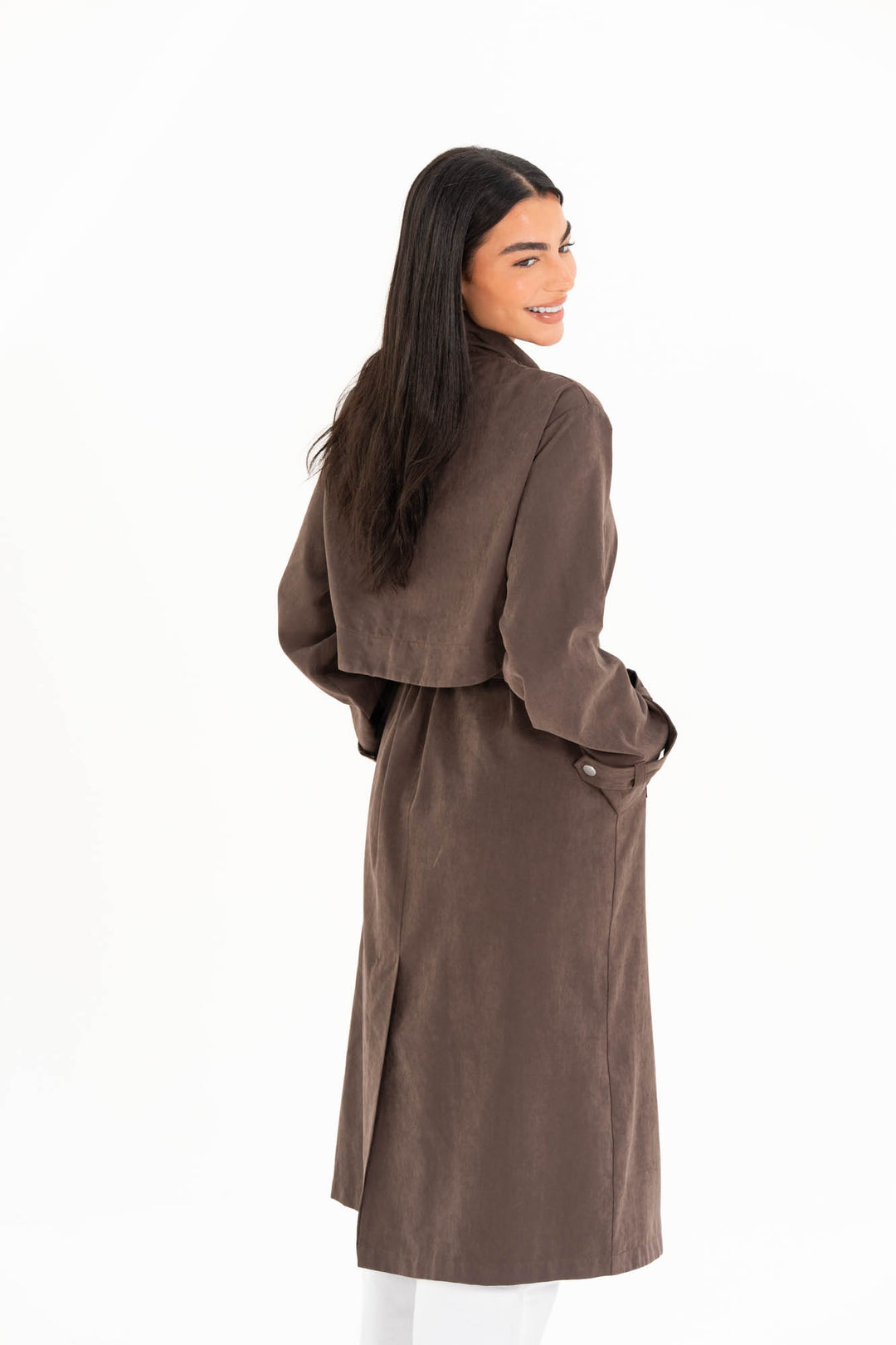 Aria Trench Coat - Dark Brown