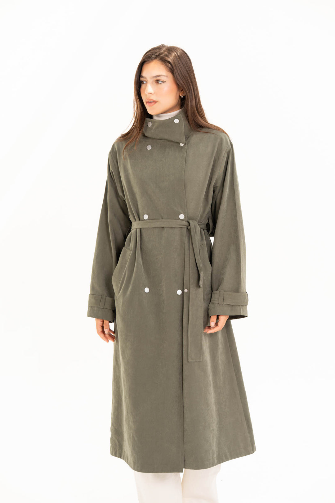 Aria Trench Coat - Olive
