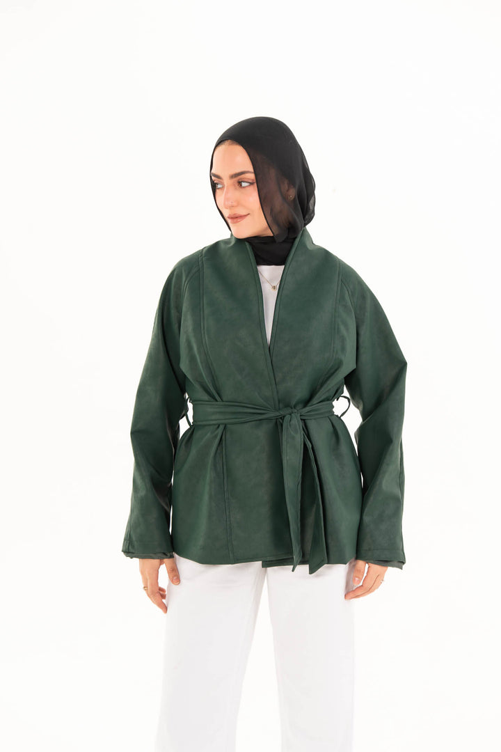 Celine Leather Jacket - Forest Green
