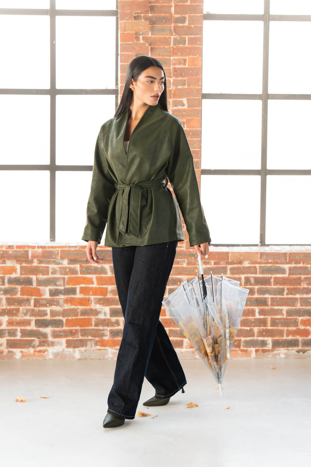 Celine Leather Jacket - Olive