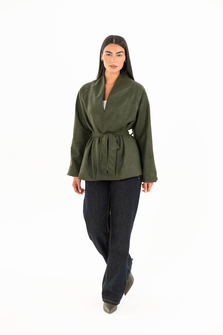 Celine Leather Jacket - Olive
