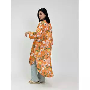 satin crepe shirt orange